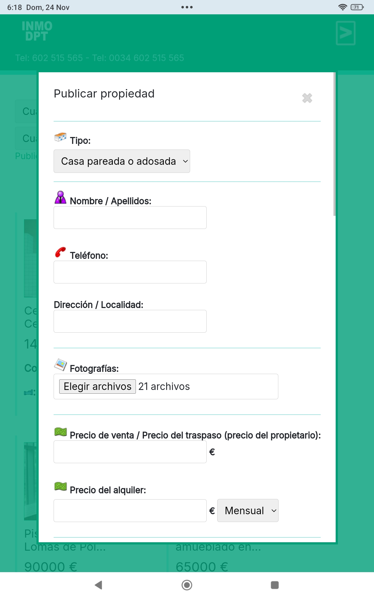 Formulario de publicación